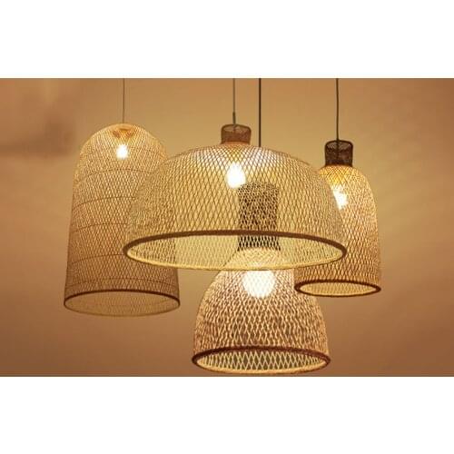 Bamboo pendant light for Dining room bar restaurant lighting fixtures interior kitchen island pendant luminaire suspension