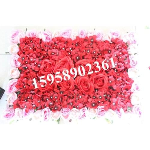 Free Shipping 60*40cm watermelon red mix color Artificial silk rose flower wall wedding background lawn/pillar market decoration