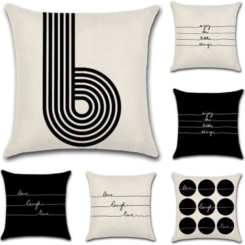 Art Geometry Personality Pillow Case Back Cushion Cover Pillow Case Black and White Stripe Printing Home Sofa Decoration