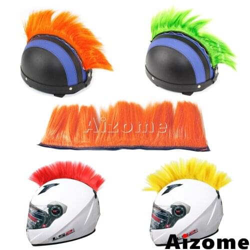 For Kawasaki Honda Suzuki Yamaha Biker Helmet Punk Hawks Helmet Wig Mohawk Dirt Bike Race Racing Sticker Mohawk Helmet Fur