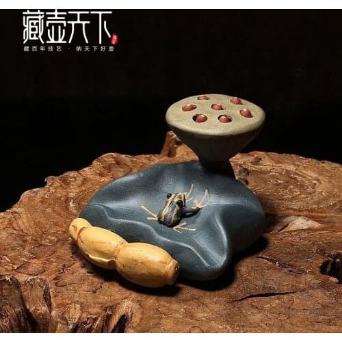 Home, hidden yixing purple sand spoil all hand furnishing articles cover supporting tea tea accessories frog lotus seed