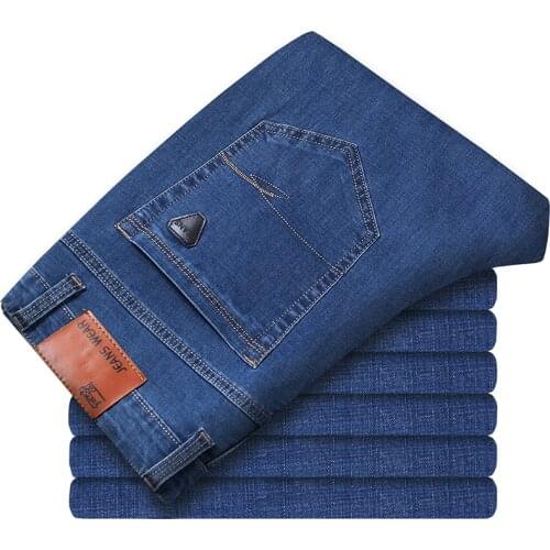 42 44 46 Large-size loose straight-leg lightweight jeans 2021 spring and summer classic brand cotton stretch mens denim jeans