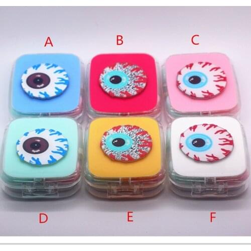 LIUSVENTINA Portable DIY Acrylic Cute Eye Eyeball Contact Lens Case Box with Mirror Container for Color Lenses Gift for Children