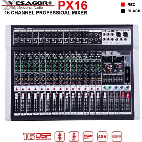 Good quality, Clean sound!!! 16Channels Mixer Digital Audio Mixing dj controller with 48V Phantom Power USB for Recording Stage