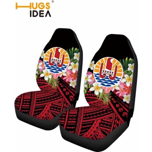 HUGSIDEA Hawaii Tahiti Car Seat Cover Polynesian Plumeria Red Front Seat Protector Durable Vehicle Seat Cushion Covers Universal