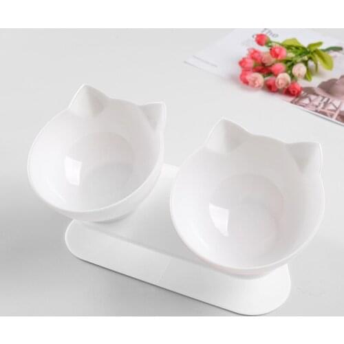 Pet Food Cat feeder Protect Cervical Vertebra cat food bowl Non slip Double Cat Bowl with Raised Stand for dogs Pet Products
