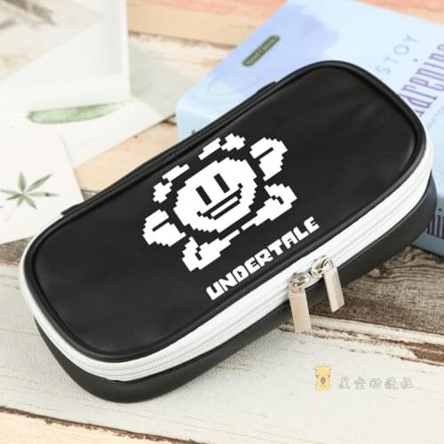 Undertale Cosplay PU Leather Cosmetic Makeup Bag Student School Pen Pencil Case Storage Bag Gift