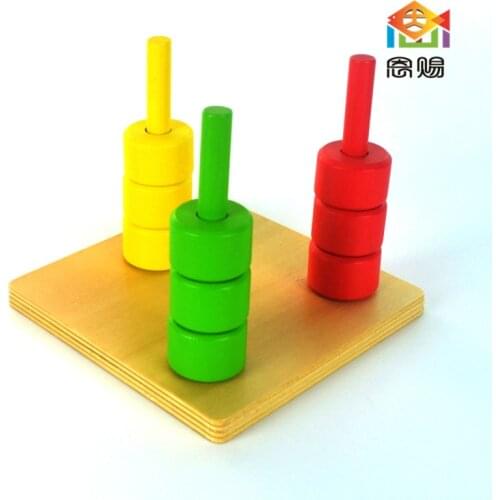 Cubes on Vertical Dowel1017shapes vision developing movement infant toddler baby wooden sensorial toys montessori materials
