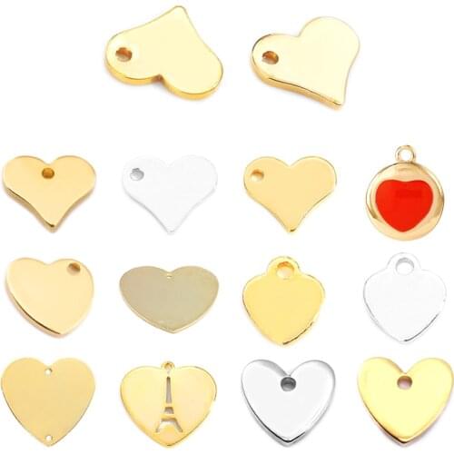 35686)10PCS 11.5x10MM Hanging Hole 1MM 24K Gold Color Brass Heart Charms Pendants High Quality Diy Jewelry Findings Accessories