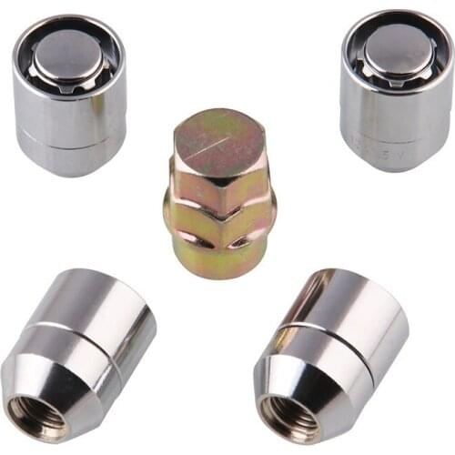 M12x1.5 Wheel Lock Lug Wheel Nuts 4 Anti Theft Locking Nuts+1 Key Set Universal Automobile Replacement Accessories