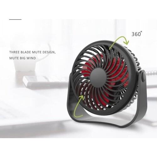 Mini Portable Desktop Silent Fan Air Fan 2000mAh Rechargeable Battery Cooling USB Fan 3 Speeds 360 Degree Rotation USB Power