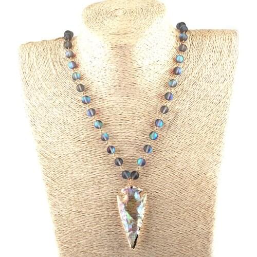 Moodpc Fashion Beautiful Shiny Crystal Beads Gold Chain Crystal Arrowhead Charm Summer Autumn Pendant Necklace