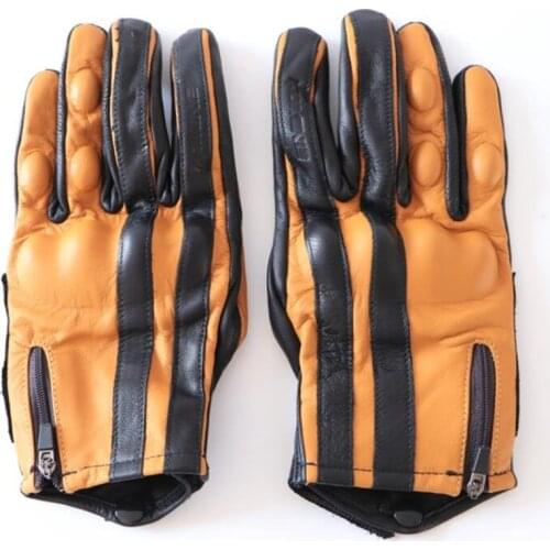 Motorcycle Gloves Men Leather Moto Motocross Gloves Breathable Motorbike Gloves Touch Function Guantes brown Moto Riding Gloves