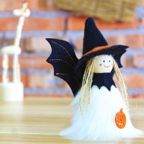 H55A 4pcs Halloween Plush Toys Set Cute 3D Pumpkin Witch Angel Doll for Kids Gifts