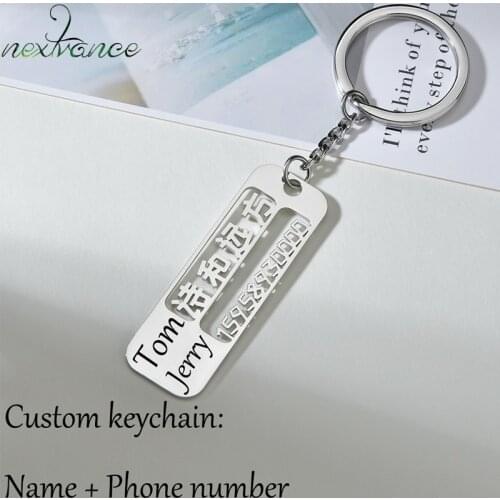 Nextvance Stainless Steel Custom Name Phrase Date Keychain Personalized Creativity Nameplate Women Baby Jewelry Birthday Gift