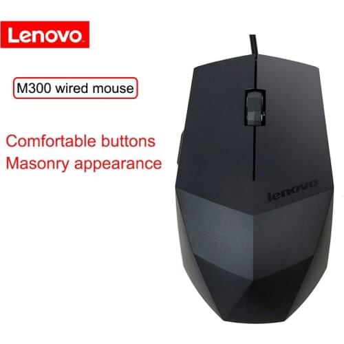 LENOVO M300 Wired Gaming Mouse 1000DPI USB Cable Mice with Large Notebook Desktop Office Mouse for Windows10/8/7 Mac OS