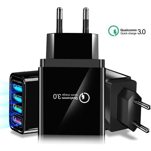 QC3.0 mobile phone charger 4USB U.S. regulations, EU regulations, UK regulations, fast charging, travel charger