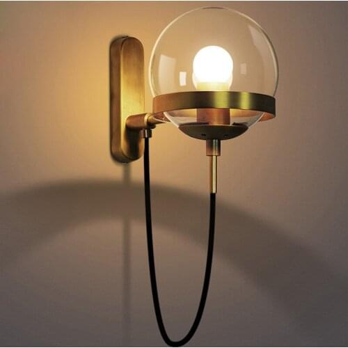 Nordic Modern LED Wall Lamp Bathroom Bedroom Copper Glass Ball Vintage Wall Lights Wandlamp Sconces Arandela LED Stair Light