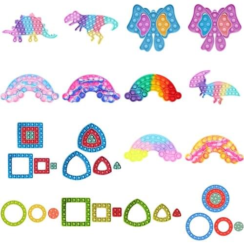 Relief Stress Autism Macaron Dinosaur Push Bubble Sensory Decompression Kid Toy Special Anti-Stress Game Stress Relief