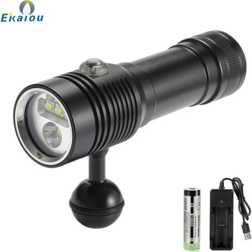 Waterproof XM-L2 LED Diving Flashlight Underwater Professional Diving Equipment Dive Photography Video White Red Fill Light