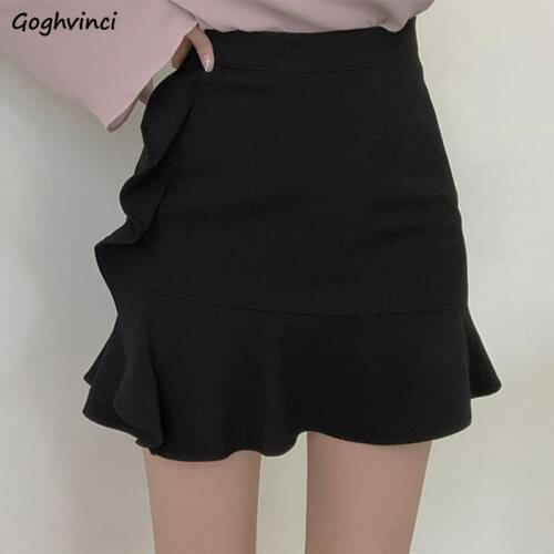 Skirts Women Black Solid Basic Chic Ulzzang Female Summer Hot Sale Popular Preppy Casual Teens Daily Party Loose Elegant Cozy