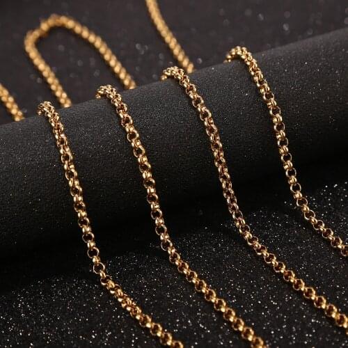 Golden/silver/steel color stainess steel Cross Chains Soldered Rolo Chain Stringing Jewelry Craft 4mm width