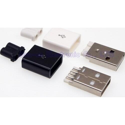 10set 3 in 1 DIY USB male plug connector with plastic shell A Type soldering wire Two-wire output