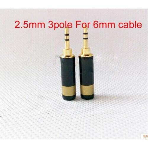 100pcs Gold-plated copper For 6mm Cable 2.5mm 3 pole with Belt clip Plug Male Headphone Jack Audio Connector Adapter