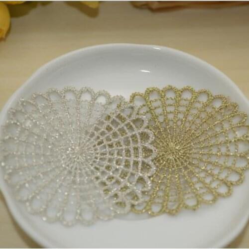 20pcs Elegant Gold Silver Sew On Patches Wedding Dress Lace Applique Accessories Embroidery Flower Applique Broderie A Coudre