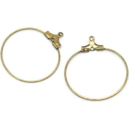 200pcs Antiqued Bronze wine glass hoop charm wire earrings 30mm #22656