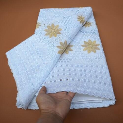 Bazin Riche 2021 Nouveau African Lace Fabric 5 Yards Swiss Brode Nigerian Boubou Sewing Material