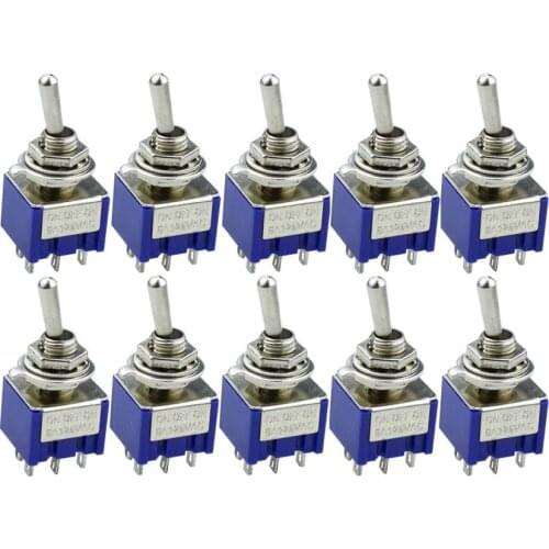 5Pcs Toggle Switch MTS-203 6 Pin ON/OFF/ON PDT 6A 125VAC/3A 250VAC Mini Switch Lever Switch blue S