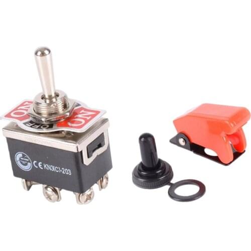 Car Dash Flick Toggle Switch ON/OFF/ON DPDT With Missile Cover Knob Cover