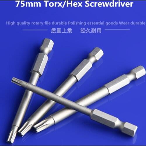10pcs/set 75mm length S2 Screwdriver Bit Torx Bit Tools Magnetic Screwdriver Without holes T10 T15 T20 T27 T30 T40