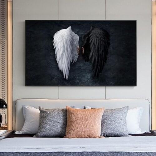 Black and White Angel wings Canvas Paintings on the Wall Art Posters and Prints Wings Abstract Wall Pictures Home Decoration