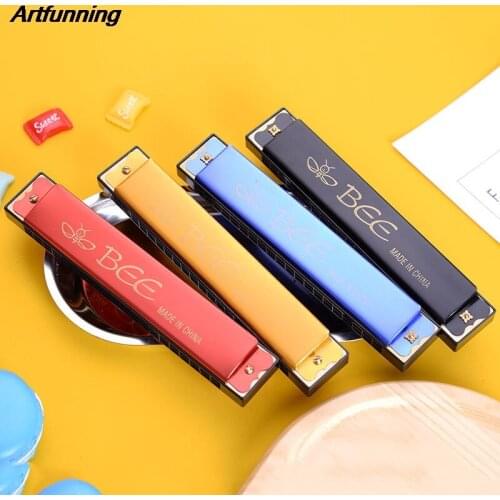 Artfunning 20 Hole Double Row Cartoon Bee Painted Harmonica Enlightenment Childrens Toy Musical Instrument Early Education Toys