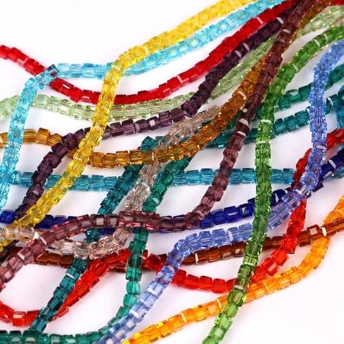 ZHUBI Charm Crystal Spacer Square Beads DIY Making 4MM 200pcs/lot Glass Loose Faceted Cube Beads For Needlework Accessories