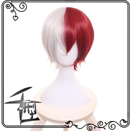 My Hero Academia Boku no Hiro Akademia Shoto Todoroki Shouto White And Red Head Costume Cosplay Wig Accessories