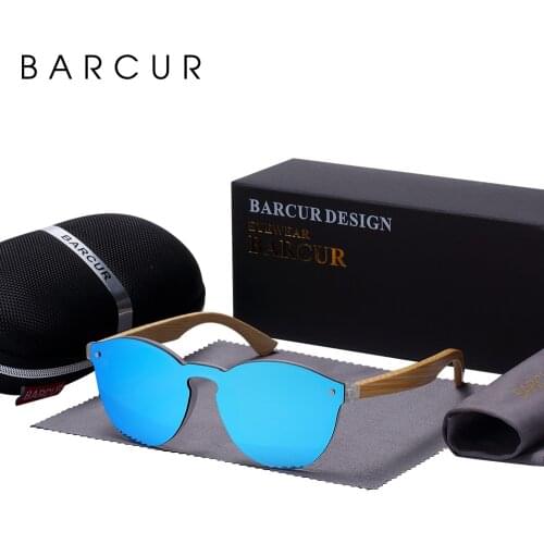 BARCUR Sping Hinge Round Sunglasses Bamboo Temples Young Wood Sun glasses Men Women Eyewear