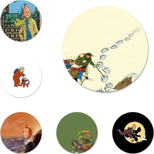 58mm The Adventures of Tintin Icons Pins Badge Decoration Brooches Metal Badges For Backpack Decoration