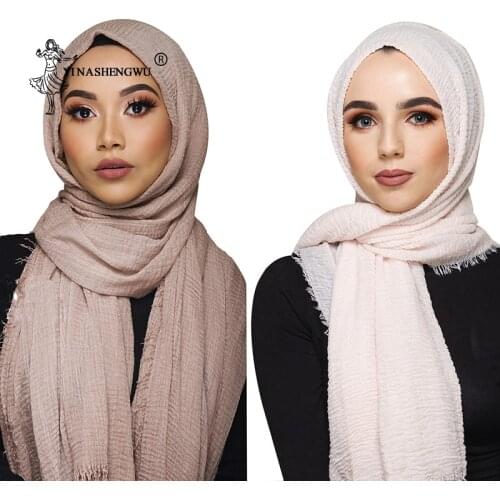 90*180cm Fashion Women Muslim Crinkle Hijab Islamic Hijab Shawls and Wraps Soft Cotton Headscarf Femme Musulman Hijab Jersey