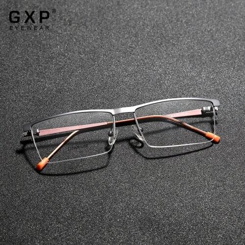 GXP Men Titanium Glasses Frame Ultralight Square Myopia Prescription Eyeglasses Metal Full Optical Frames Eyewear