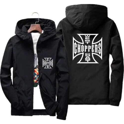 West Coast Choppers Plus Size Sportswear Thin Windbreaker Jacket Hooded Zipper Slim Fit Pilot Coat Clothing Mens Coat 6XL 7XL