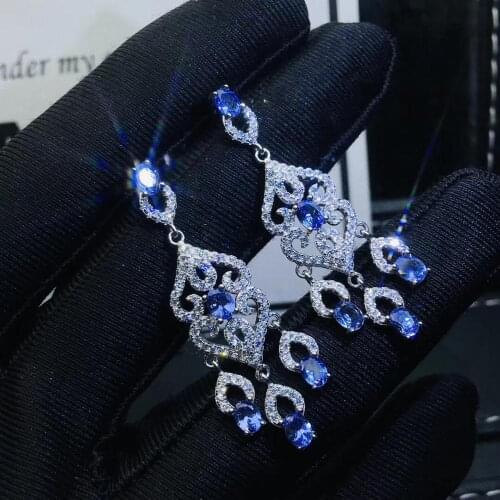 Natural real Tanzanite 925 sterling silver Earring Natural Tanzanite earring Free shipping