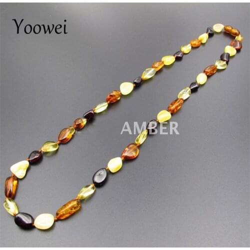 Yoowei Natural Amber Necklace for Gift Irregular Bead 45cm/55cm Women Anniversary Gift Healing Baltic Amber Jewelry Wholesale