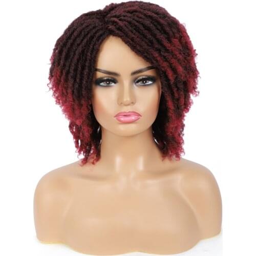Dreadlock Wig Braided Twist Black Brown red High Temperature Fiber Short Crochet Locs Synthetic Hair Wigs for Black Women Wig