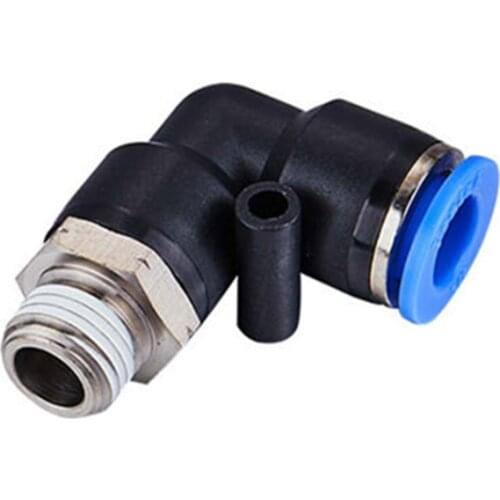 The Pneumatic Push in Quick Touch to Connect Fitting 3/8" OD Tube x 1/4" Male NPT 90 Deg Swivel Elbow Coupler