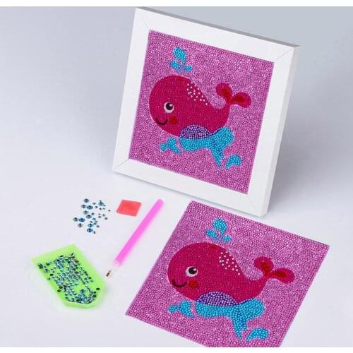 Full Diamond Painting 5D DIY Cartoon Pink Whale Special Shaped Diamond Crystal Drill Rhinestone Embroidery Design for Children