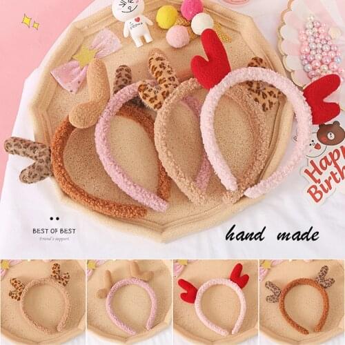 1pc Christmas Headband Hair Accessories Deer Ears For Kids Adult Xmas Party Props Santa Elk Plush Hairband Party Cosplay Decor