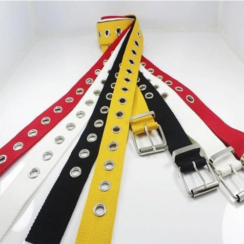 Colorful Perforated Canvas Belt For Women Punk Designer Belt Ladies Waist Strap Jeans Trouser Black Female Harajuku Waistband